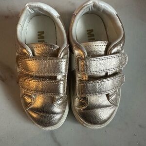Silver Metallic Low-Top Sneakers with Velcro Straps